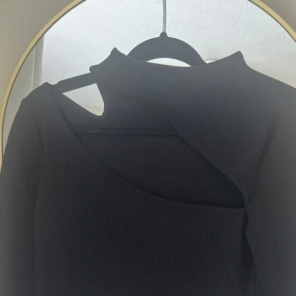 Anthropologie Black Asymmetrical Cut Out Blouse - Picture 3 of 5